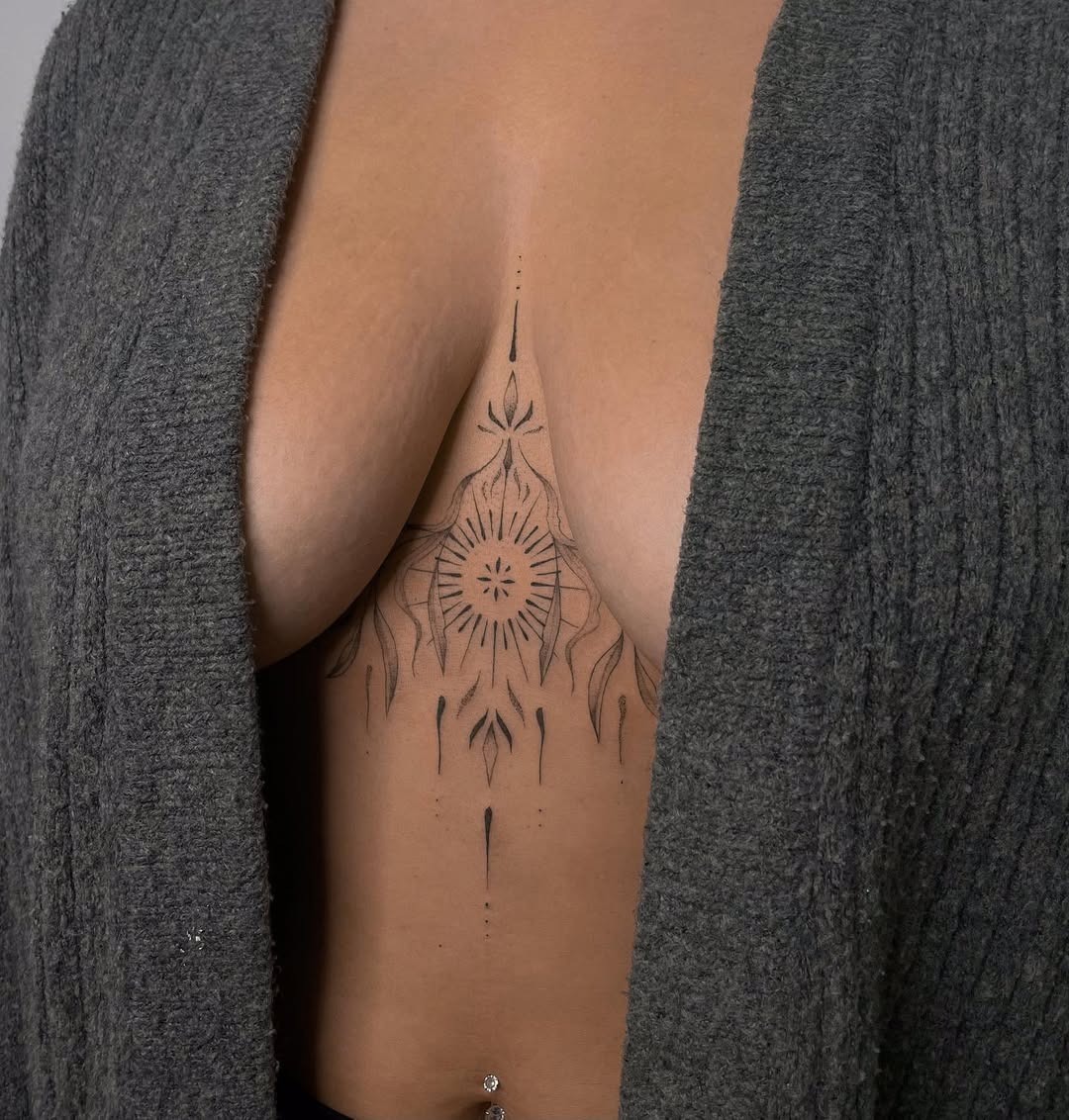 Stunning Floral Underboob Tattoo Design Tattoo Design