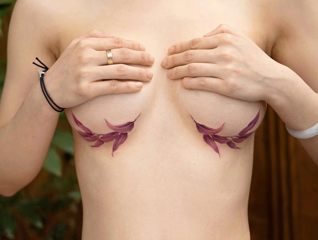 Stunning Floral Underboob Tattoo Design Tattoo Design