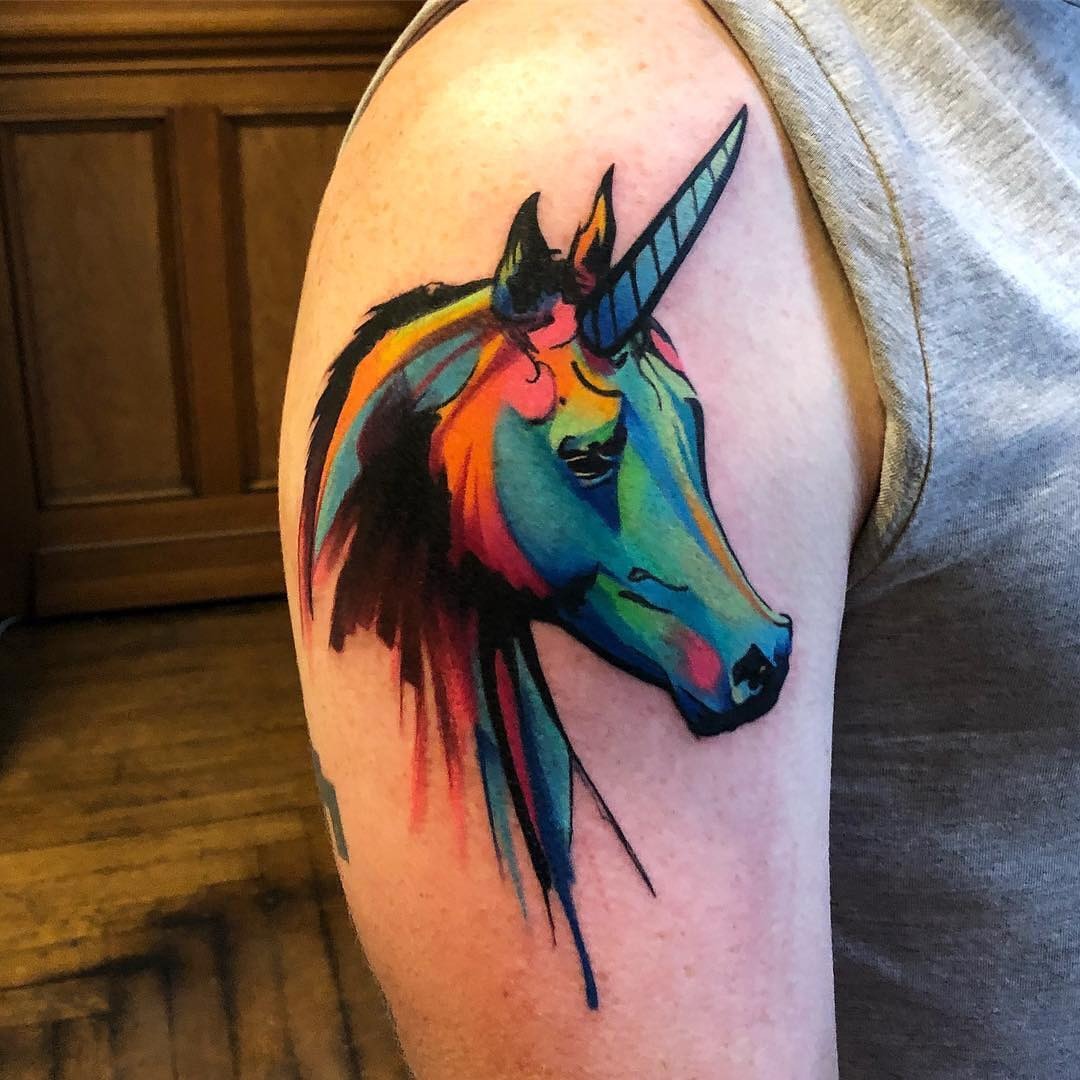 Bright and Whimsical Unicorn Tattoo Design Tattoo Design