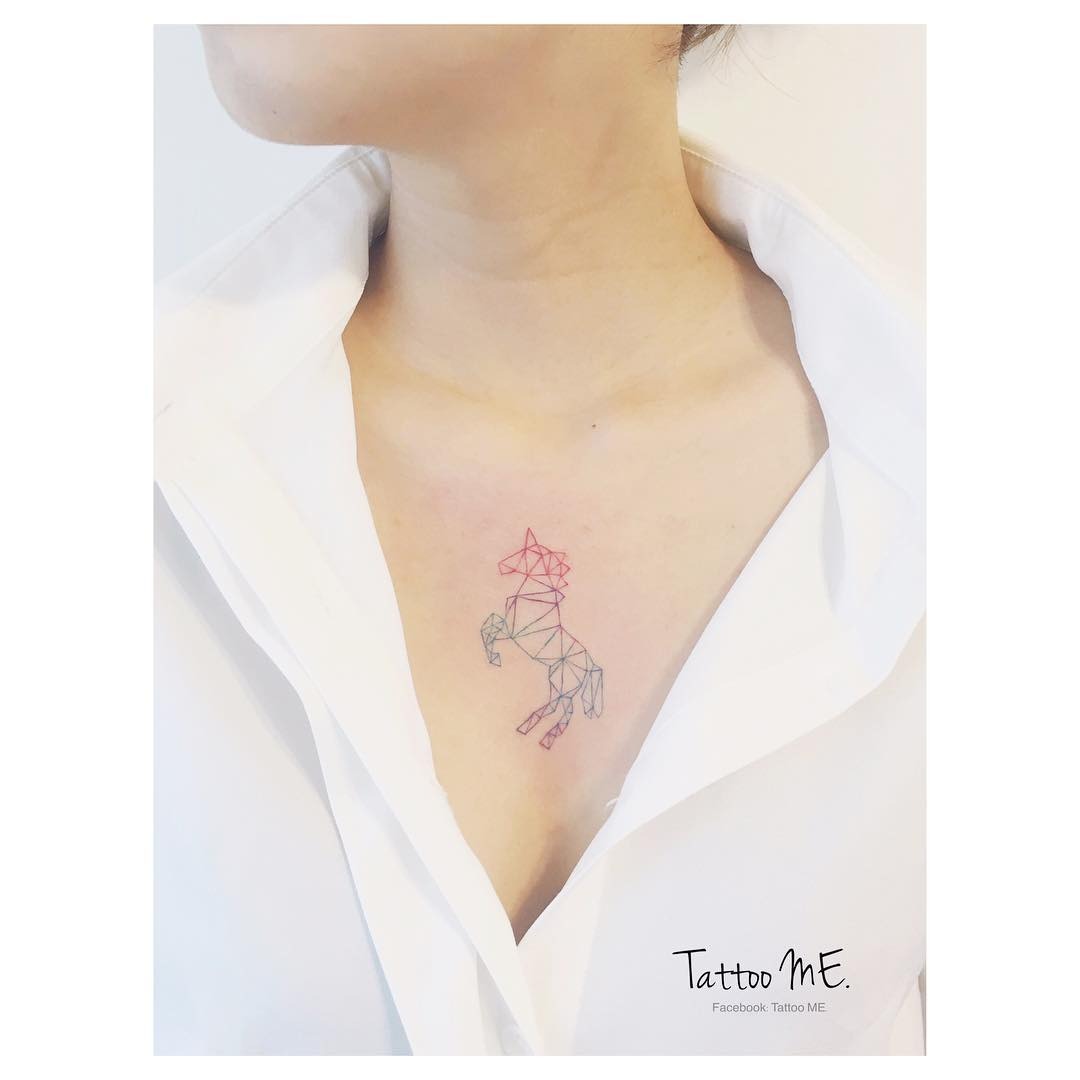 Geometric Unicorn Ink: Whimsical & Magical Tattoo Design