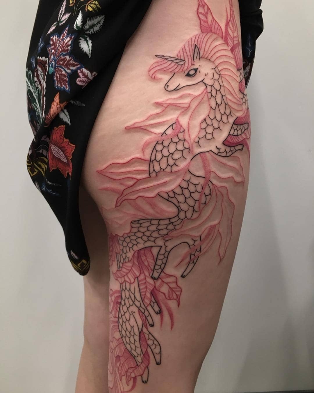 Stunning Unicorn Tattoo on Thigh Tattoo Design