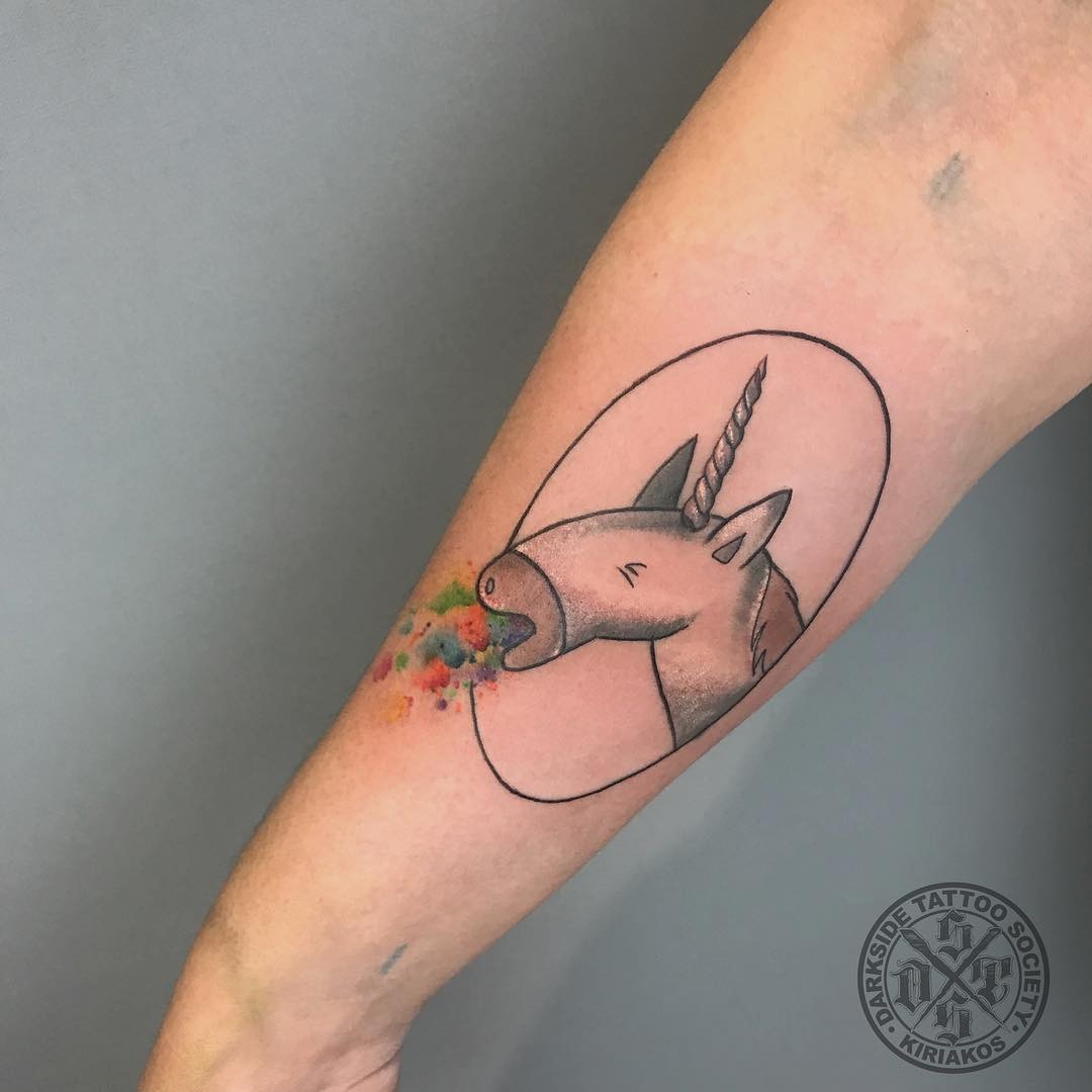 Stunning Unicorn Tattoo with Colorful Splash Tattoo Design