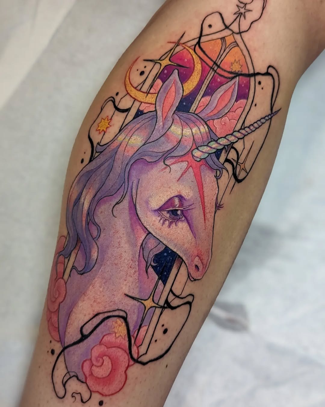 Stunning Unicorn Tattoo with Enchanting Colors Tattoo Design