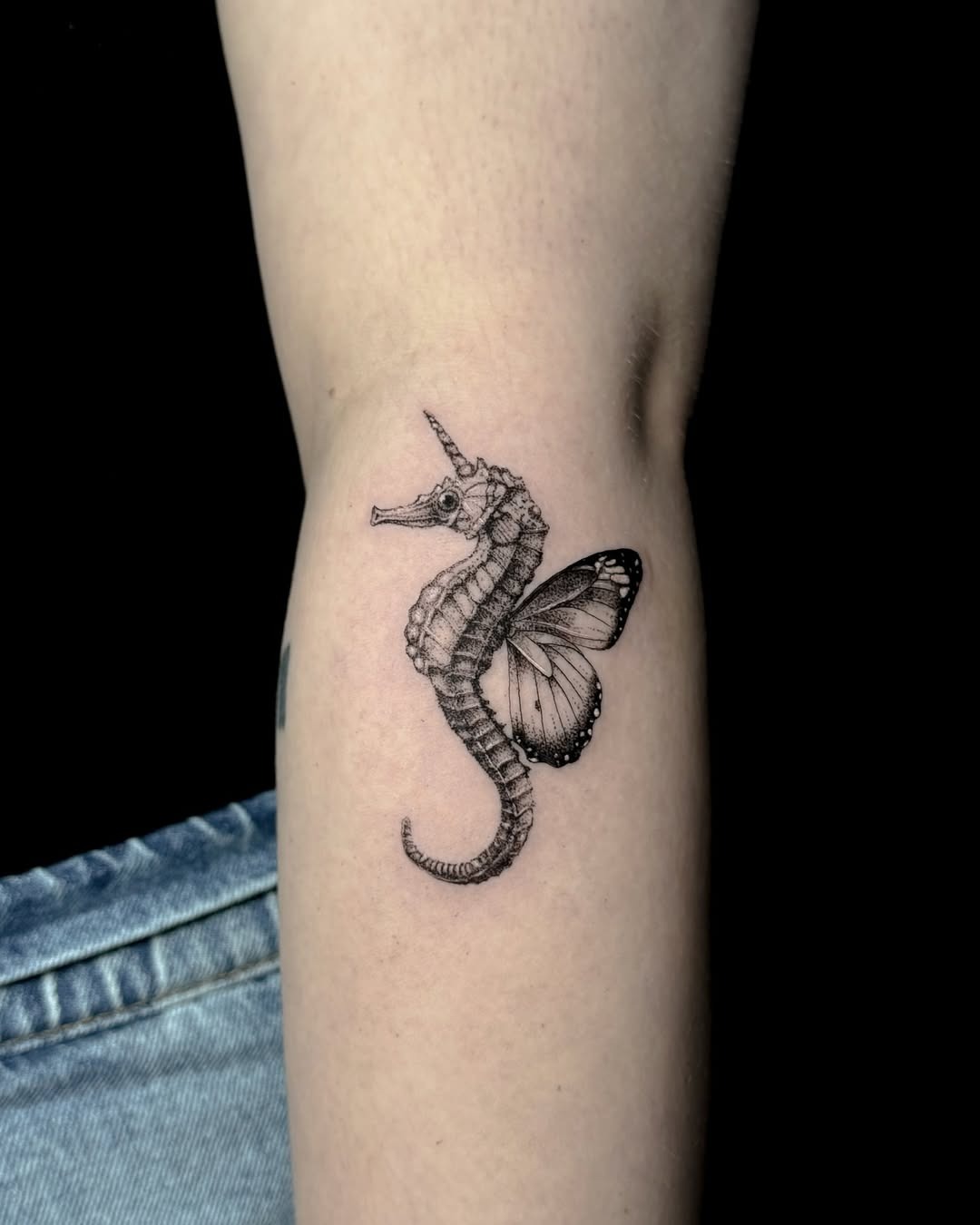 Unique unicorn-inspired seahorse tattoo design Tattoo Design