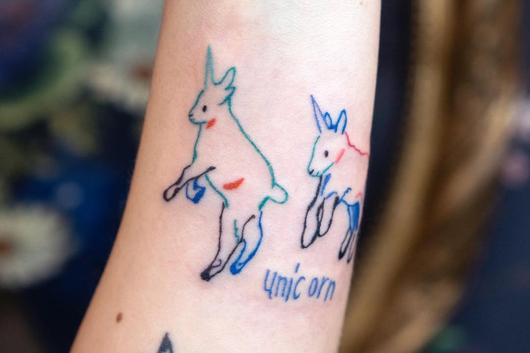 Whimsical unicorn ink capturing fantasy elegance Tattoo Design