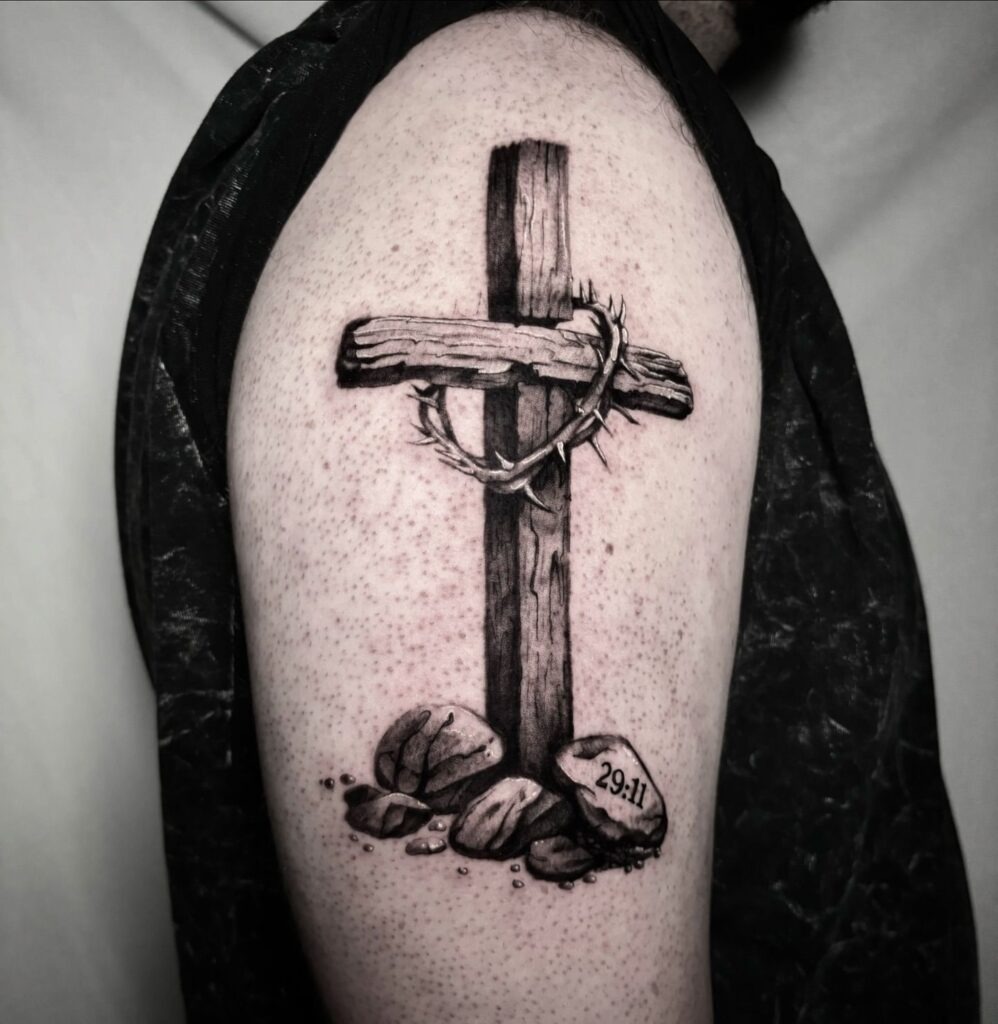 Abstract Eye Cross with Vines Tattoo Tattoo Design