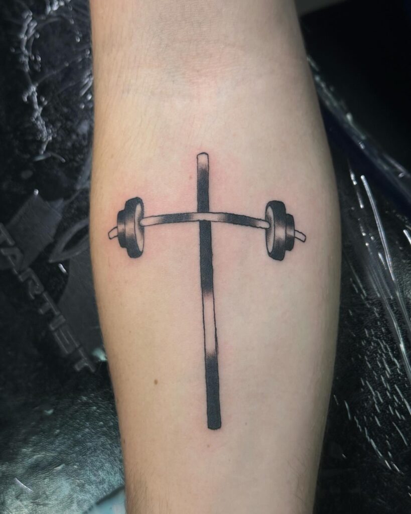 Bold Gothic Cross with Flower and Vine Tattoo Tattoo Design
