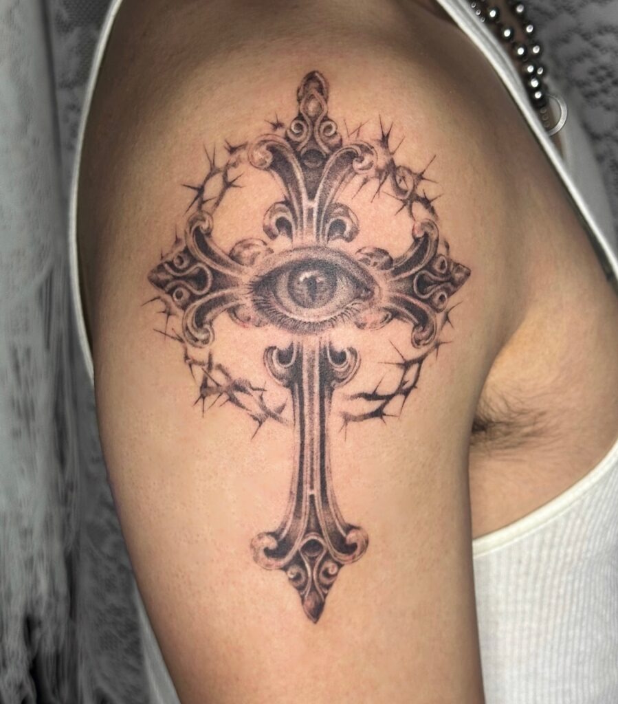 Inspirational Text Cross Tattoo Tattoo Design