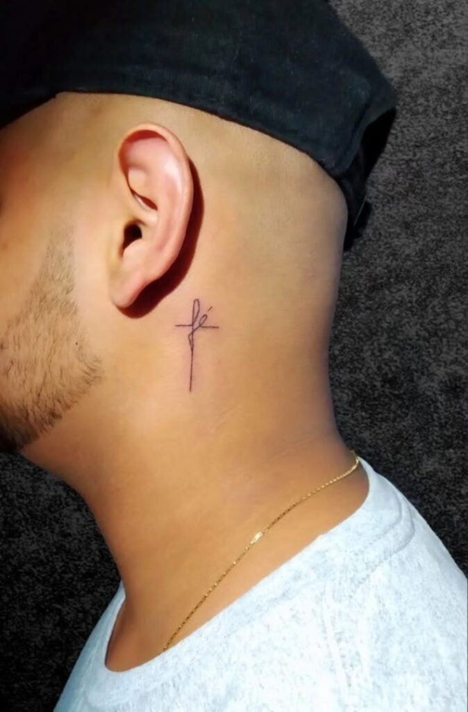 Minimalist Crucifix Head Tattoo Tattoo Design