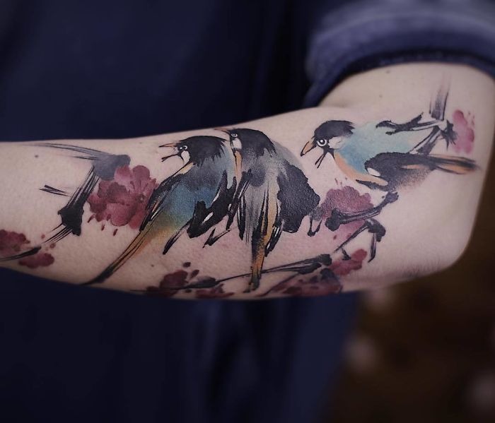 The Cool-Color Abstract Painting Tattoo Ideas Tattoo Design
