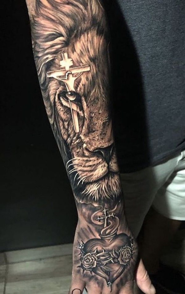 The Full-Color, Flowe-Flanked Warrior Tattoo Ideas Tattoo Design