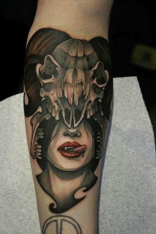 Red Hair Vampire Girl Head Tattoo Tattoo Design