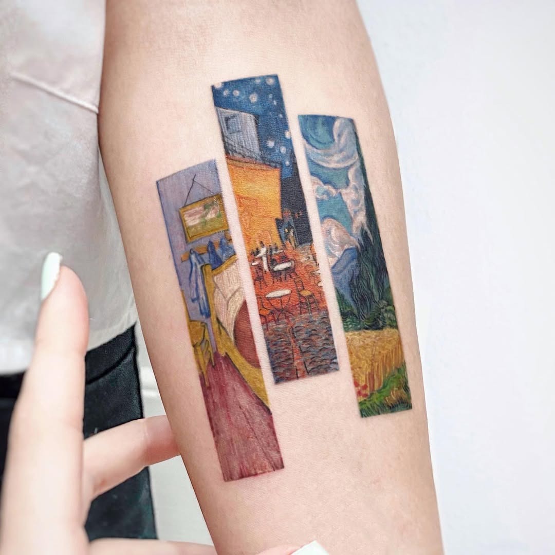 Artful Van Gogh Tattoos in Unique Framed Design Tattoo Design
