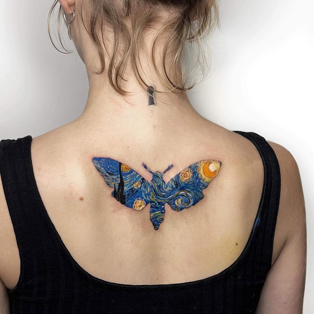 Artistic transformation with vibrant butterfly tattoo Tattoo Design