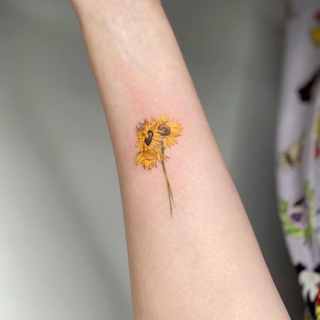 Stunning sunflower tattoo inspired by Van Gogh Tattoo Design