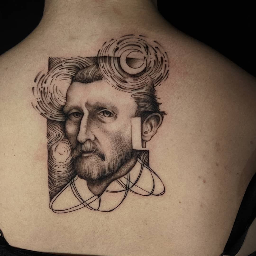 Stylish Van Gogh Tribute on Skin Tattoo Design