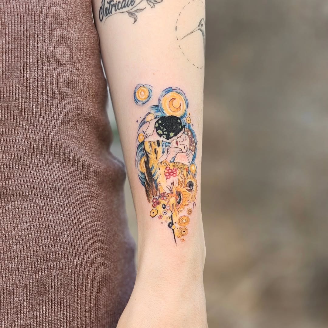 Unique Starry Night Tattoo in Vibrant Colors Tattoo Design