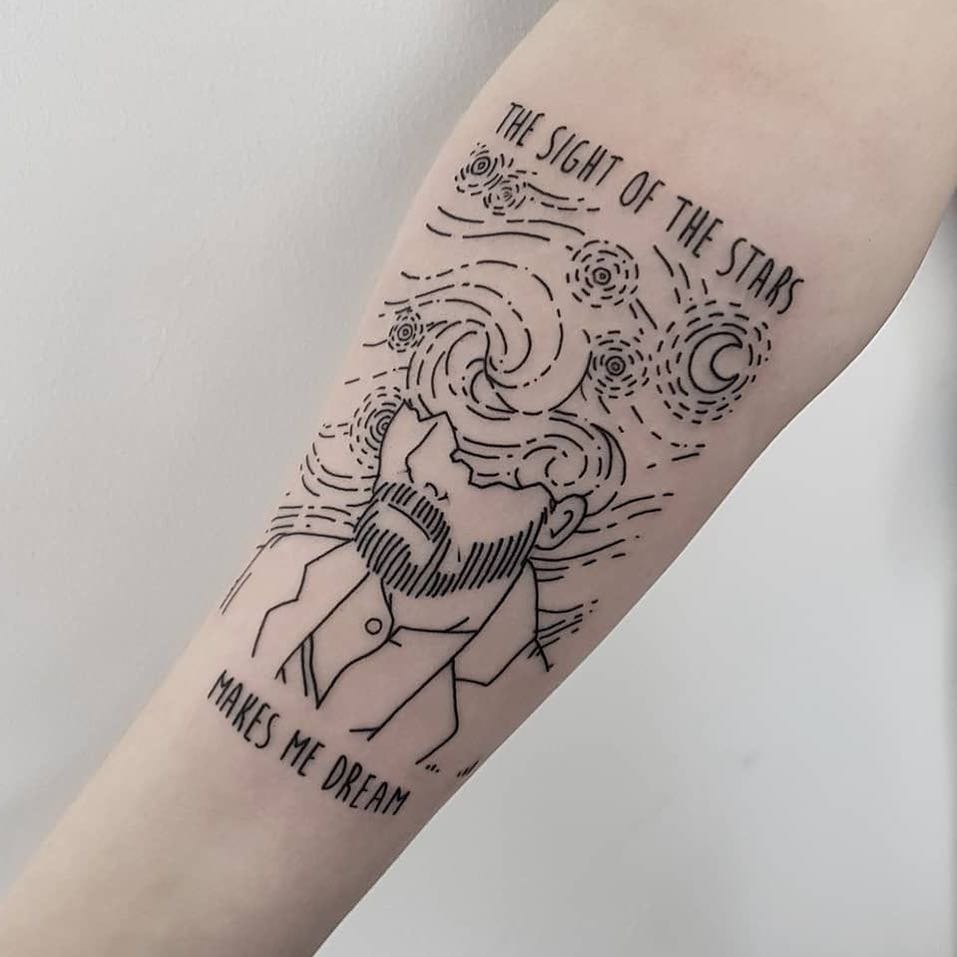 Van Gogh-inspired tattoo of dreamy stars Tattoo Design