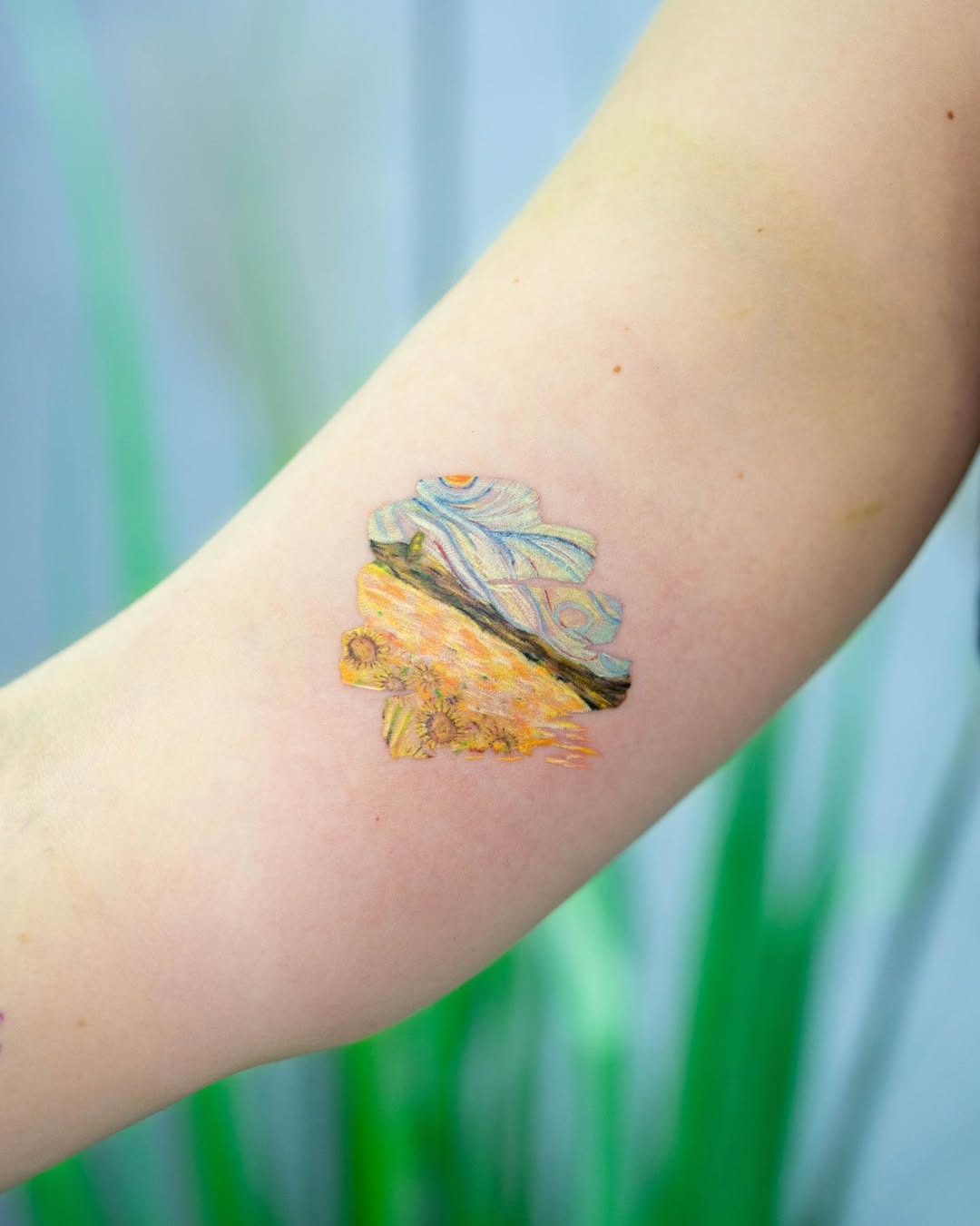 Vibrant Van Gogh-Inspired Floral Tattoo Design Tattoo Design
