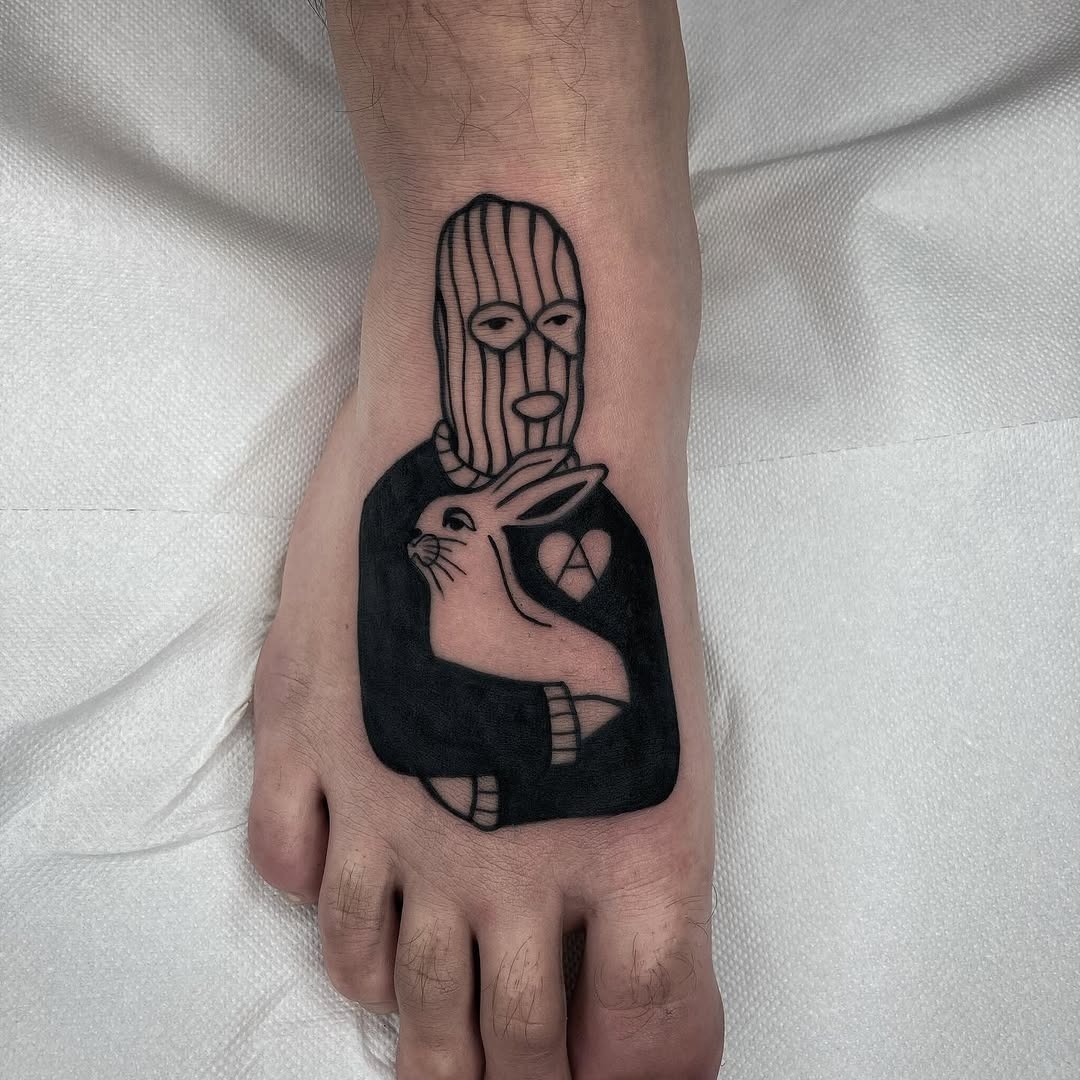Unique vegan-themed foot tattoo design Tattoo Design