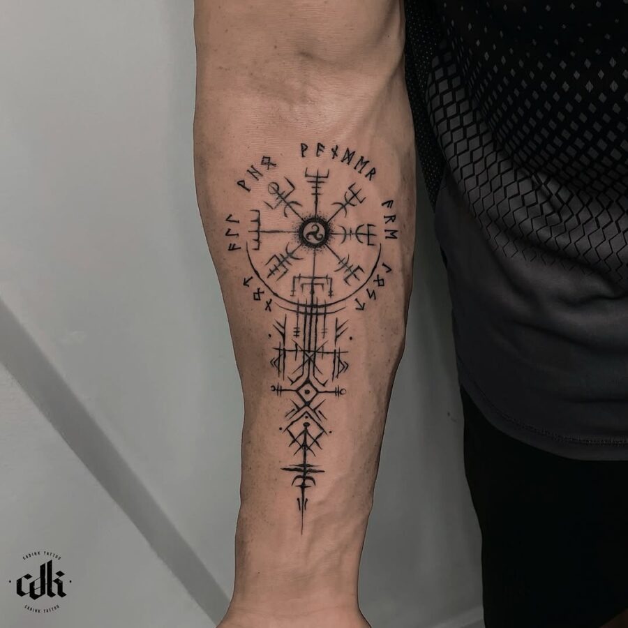 Elegant Vegvisir Tattoo on Forearm Tattoo Design