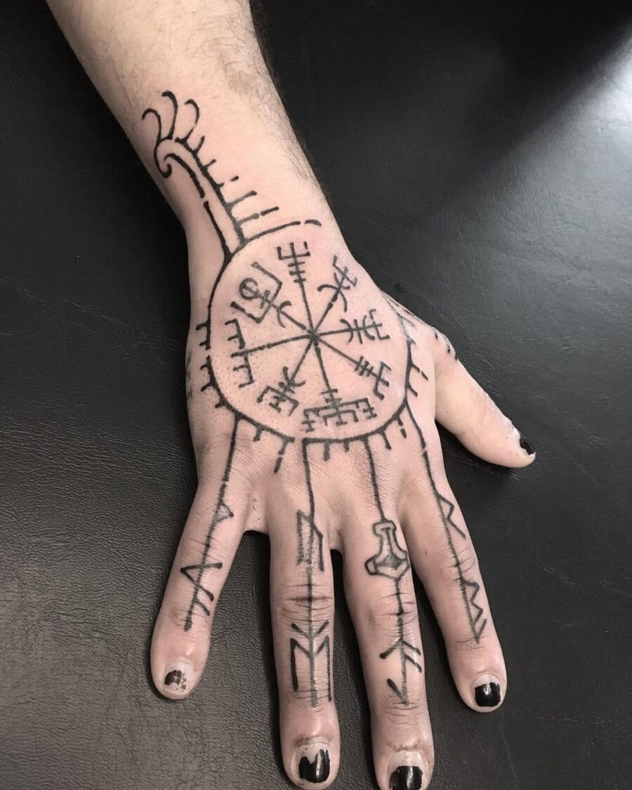 Intricate Vegvisir Hand Tattoo Design Tattoo Design