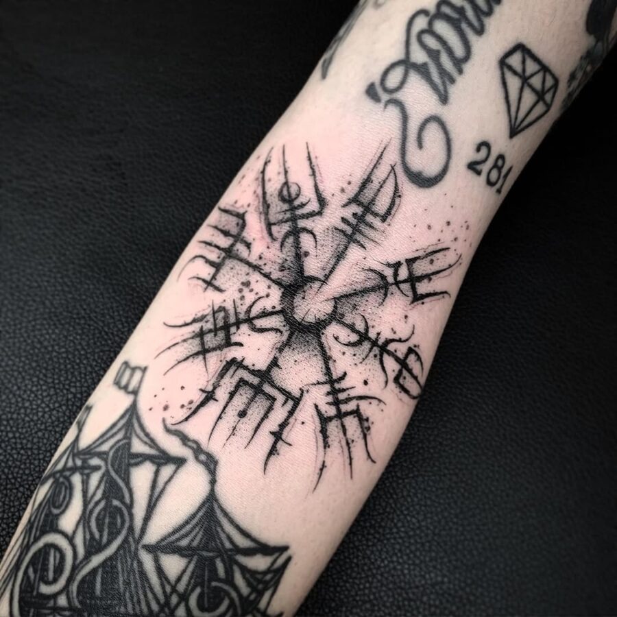 Intricate Vegvisir Tattoo on Arm Tattoo Design