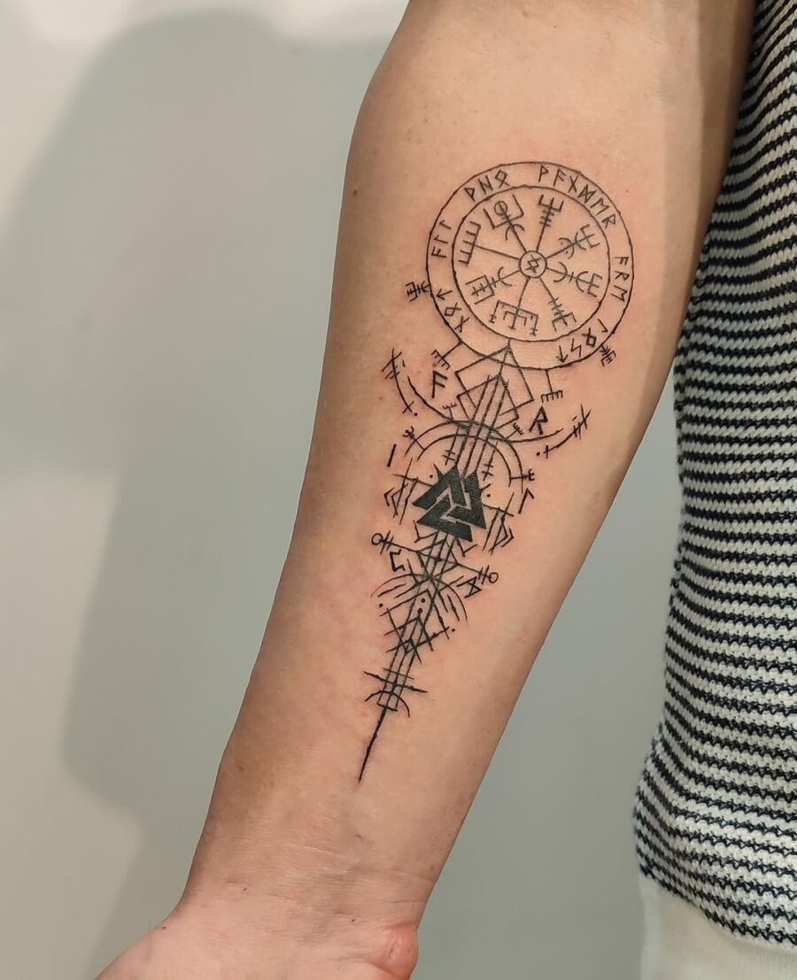 Intricate Vegvisir Tattoo with Bold Lines Tattoo Design