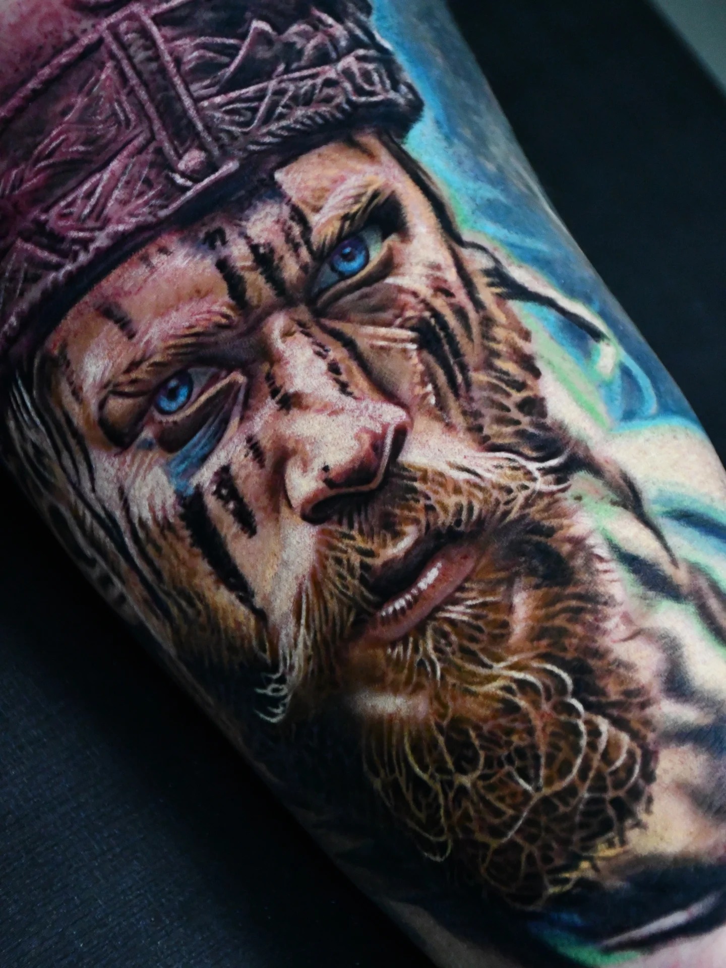 Blue-Eyed Viking Warrior Tattoo Tattoo Design