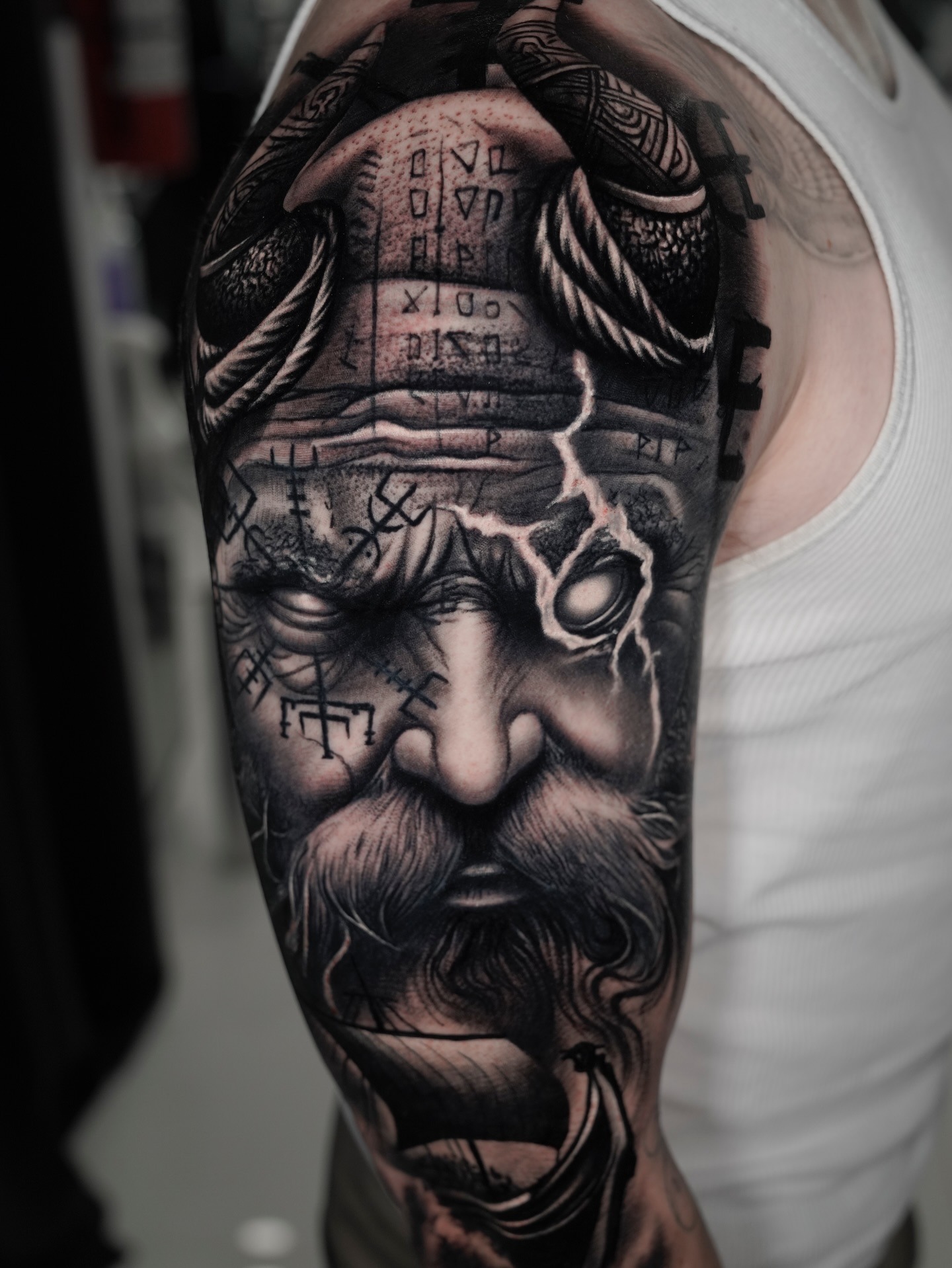 Runic Viking Face Tattoo Tattoo Design
