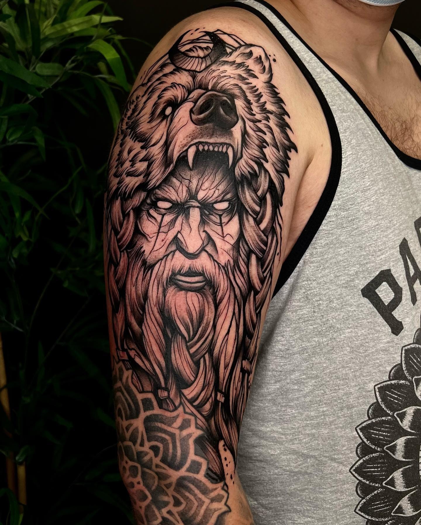 Runic Viking Warrior Portrait Tattoo Tattoo Design