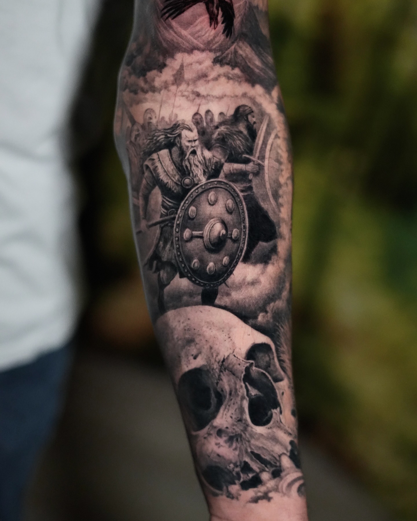 Viking Warrior and Skull Tattoo Tattoo Design