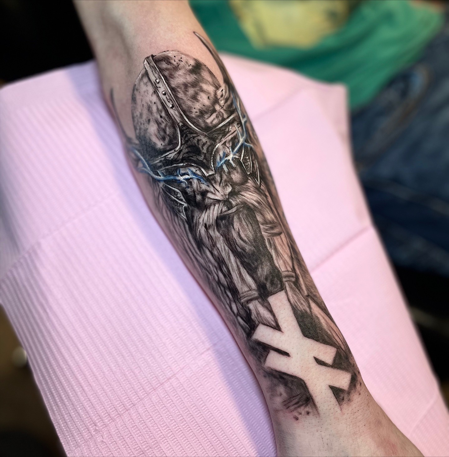 Viking Warrior Helmet and Valknut Tattoo Tattoo Design