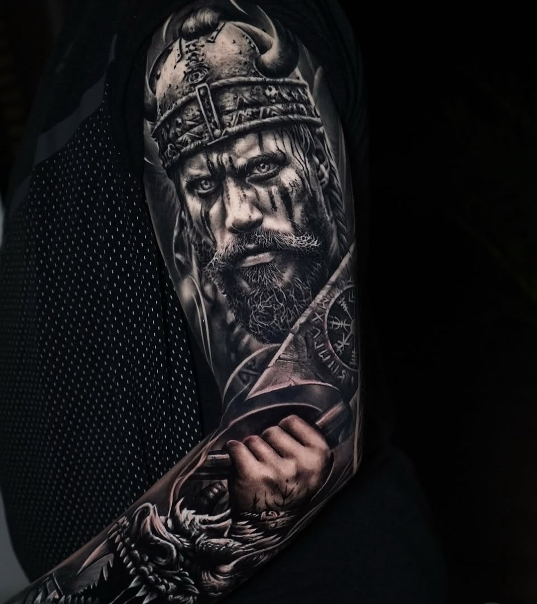 Viking Warrior With Axe Tattoo Tattoo Design