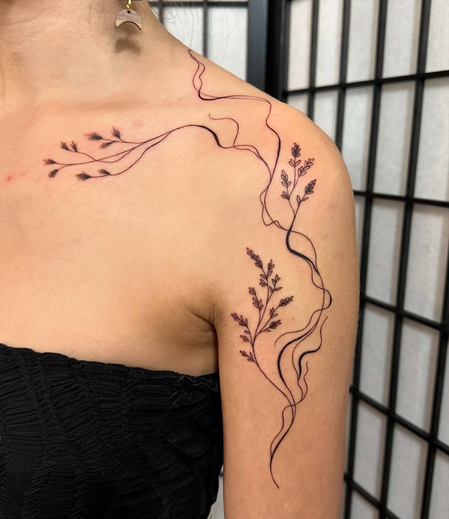 Flowing Vine and Linework Tattoo Tattoo Design