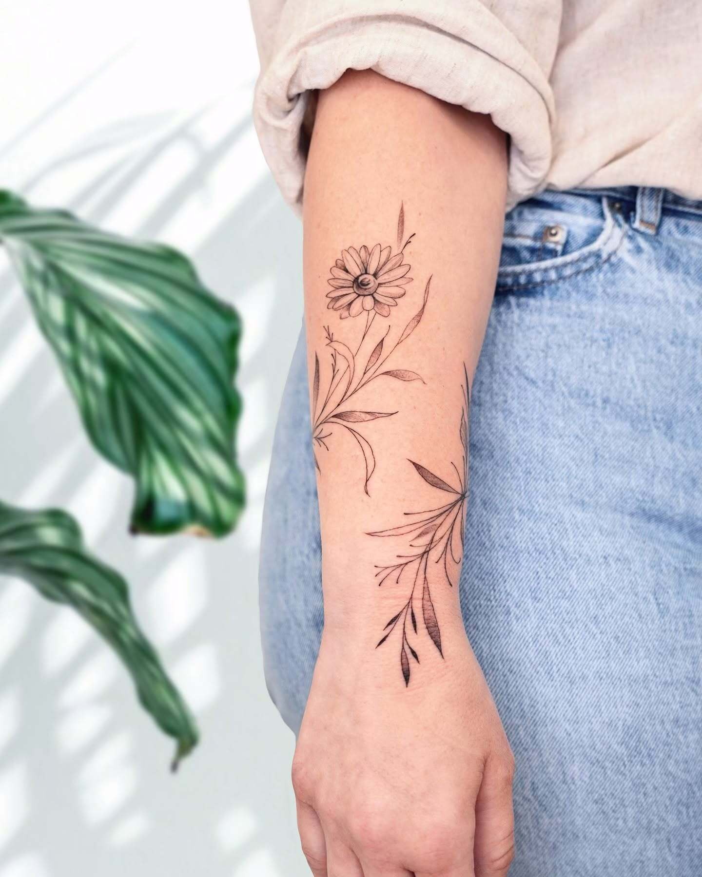 Vine and Flower Forearm Tattoo Tattoo Design