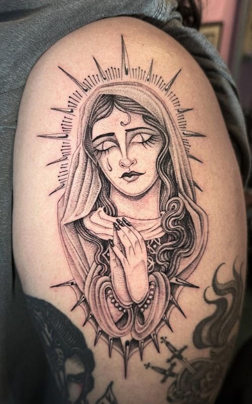 Emotional Sacred Heart Virgin Tattoo Tattoo Design