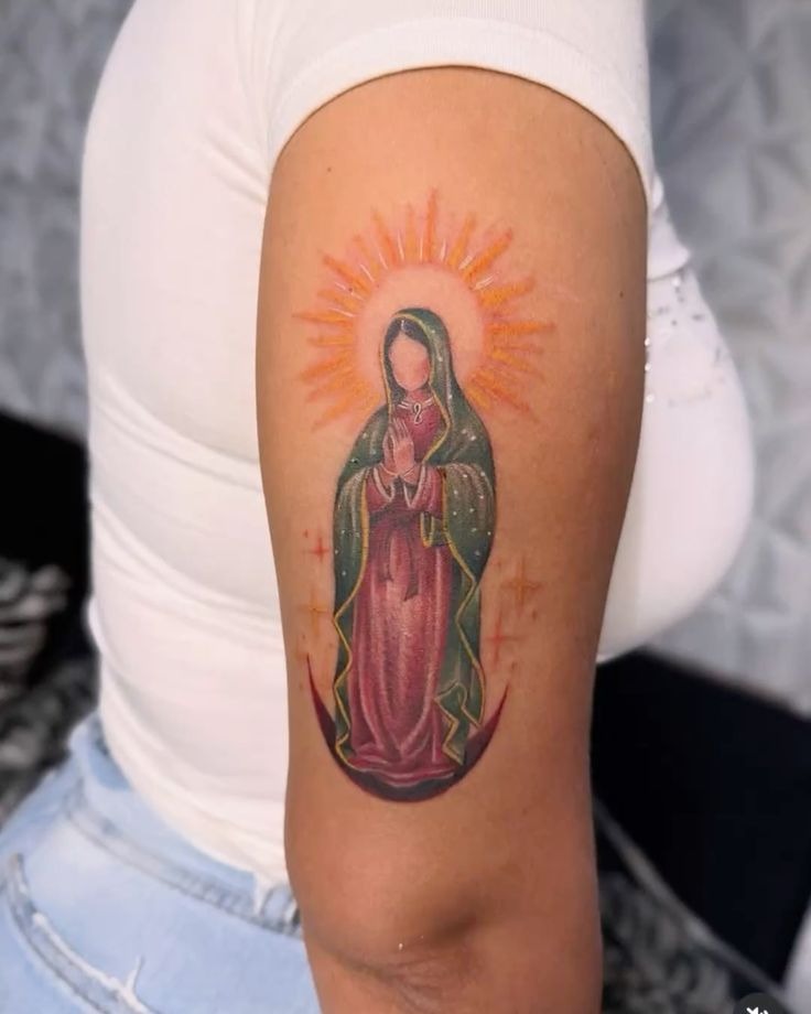 Regal Crowned Virgen Full-Color Tattoo Tattoo Design
