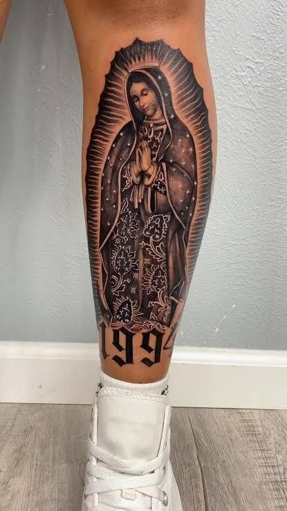 Traditional Color Virgen Tattoo on Arm Tattoo Design