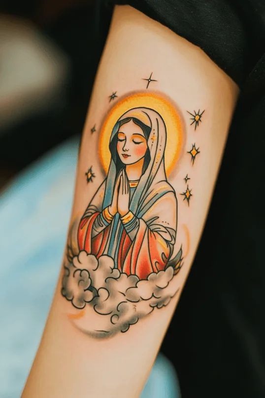 Celestial Glow in Color Tattoo Design