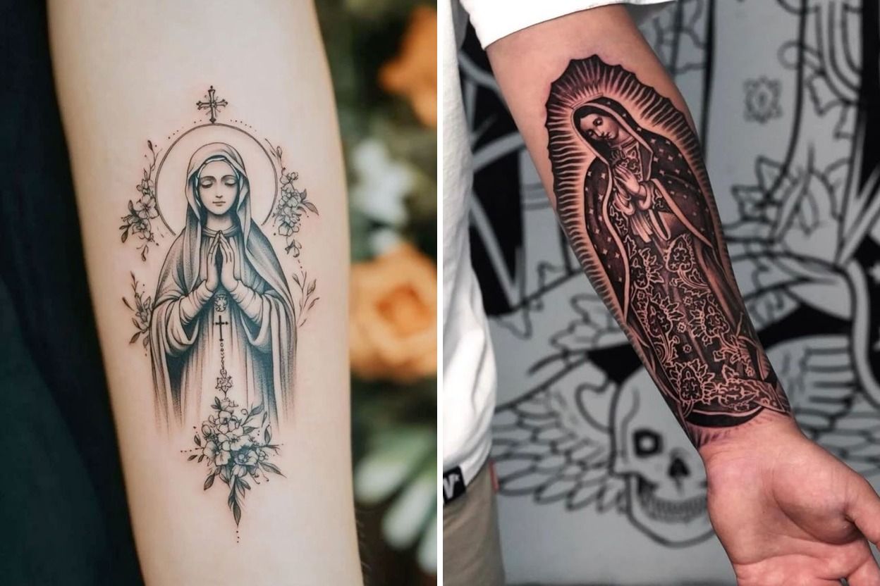 33+ Virgin Mary Tattoo Ideas & Inspiration Featured Lookbook Collage