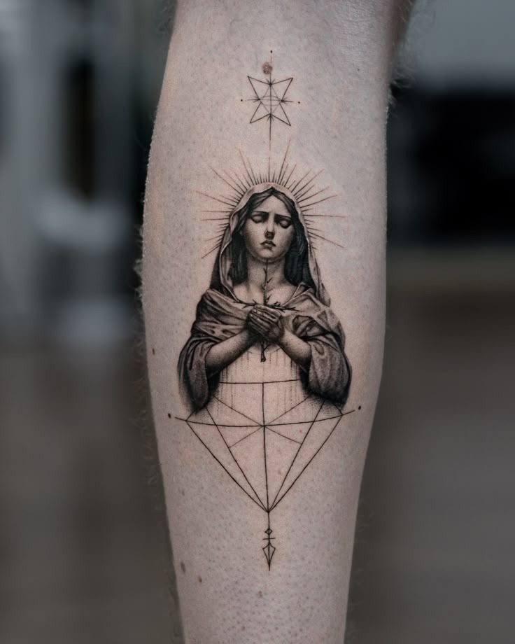 Geometric Faith Tattoo Design