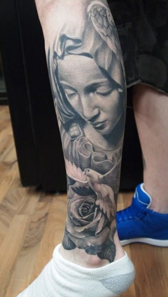 Graceful Gaze and Gentle Dove Tattoo Design