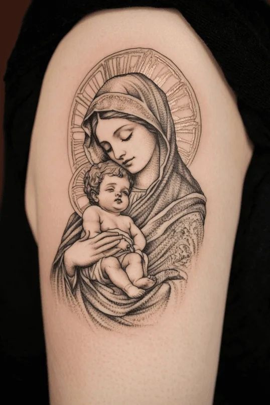 Mother and Child Tattoo Design