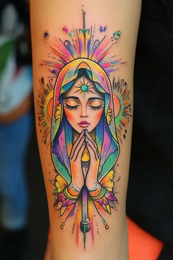 Psychedelic Mary Tattoo Design