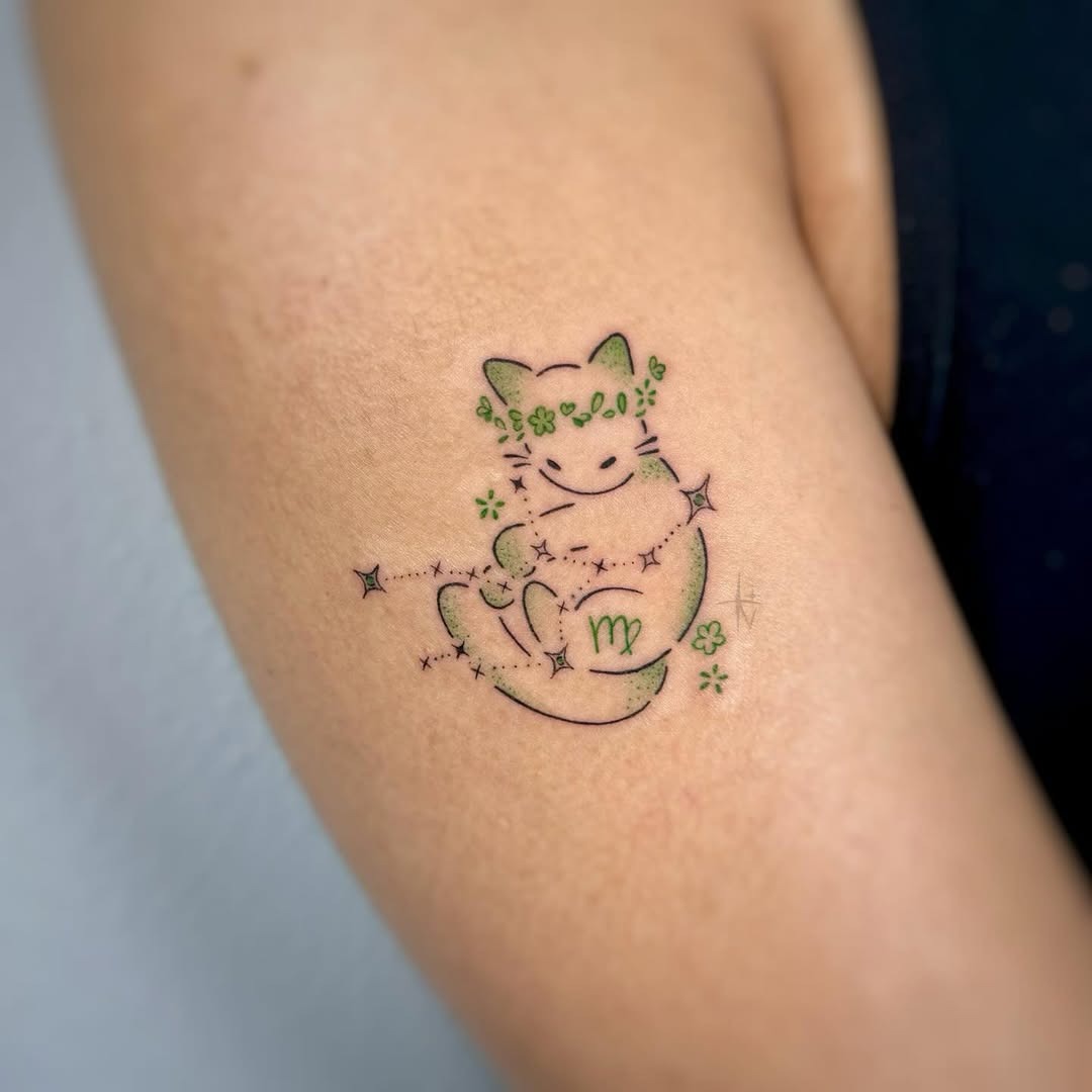 Charming Virgo Cat Moon Tattoo Design Tattoo Design