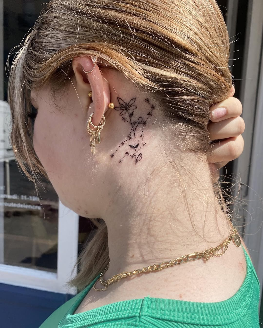 Delicate Virgo-inspired flower and star tattoo design Tattoo Design