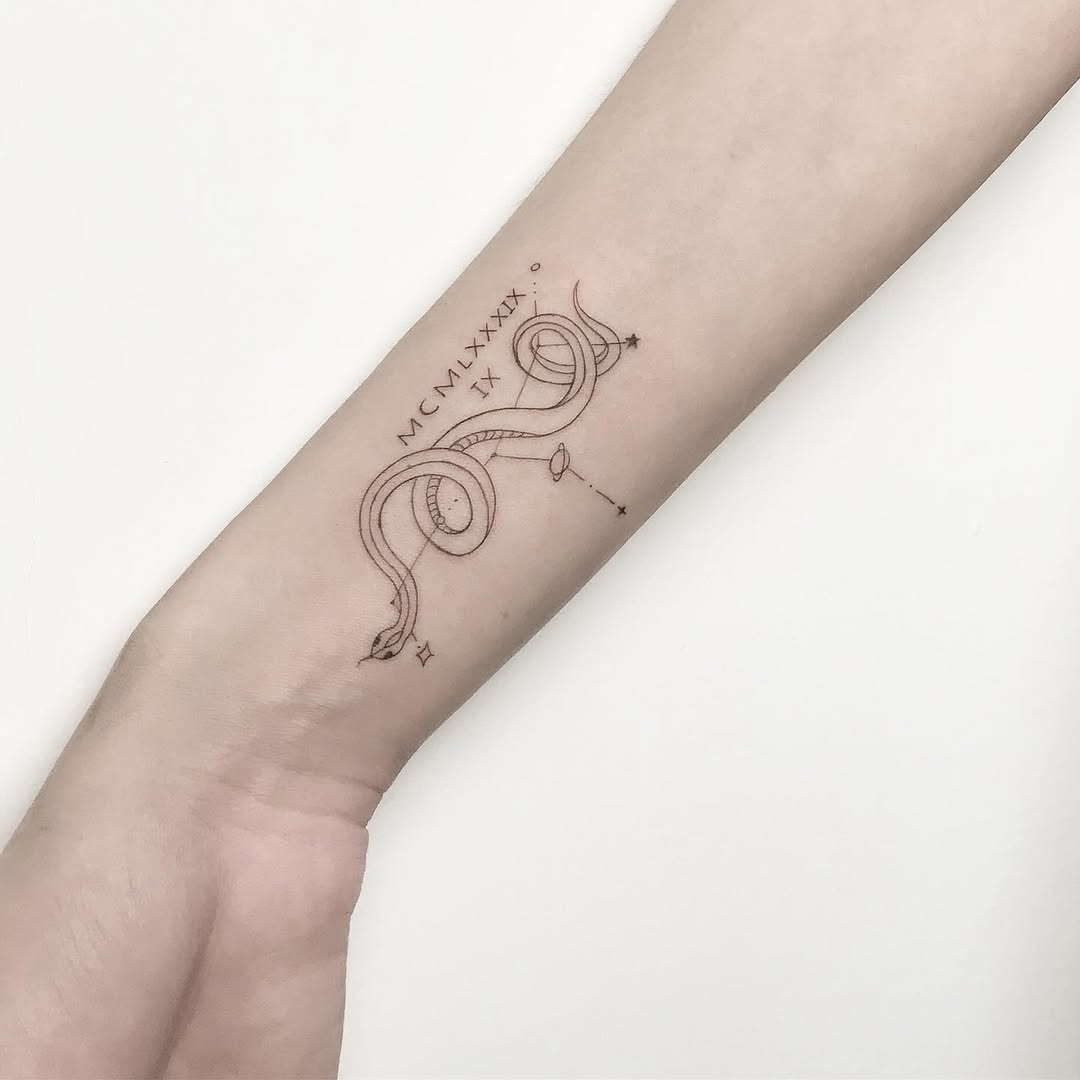 Elegant Virgo Snake Tattoo Symbolizing Growth Tattoo Design