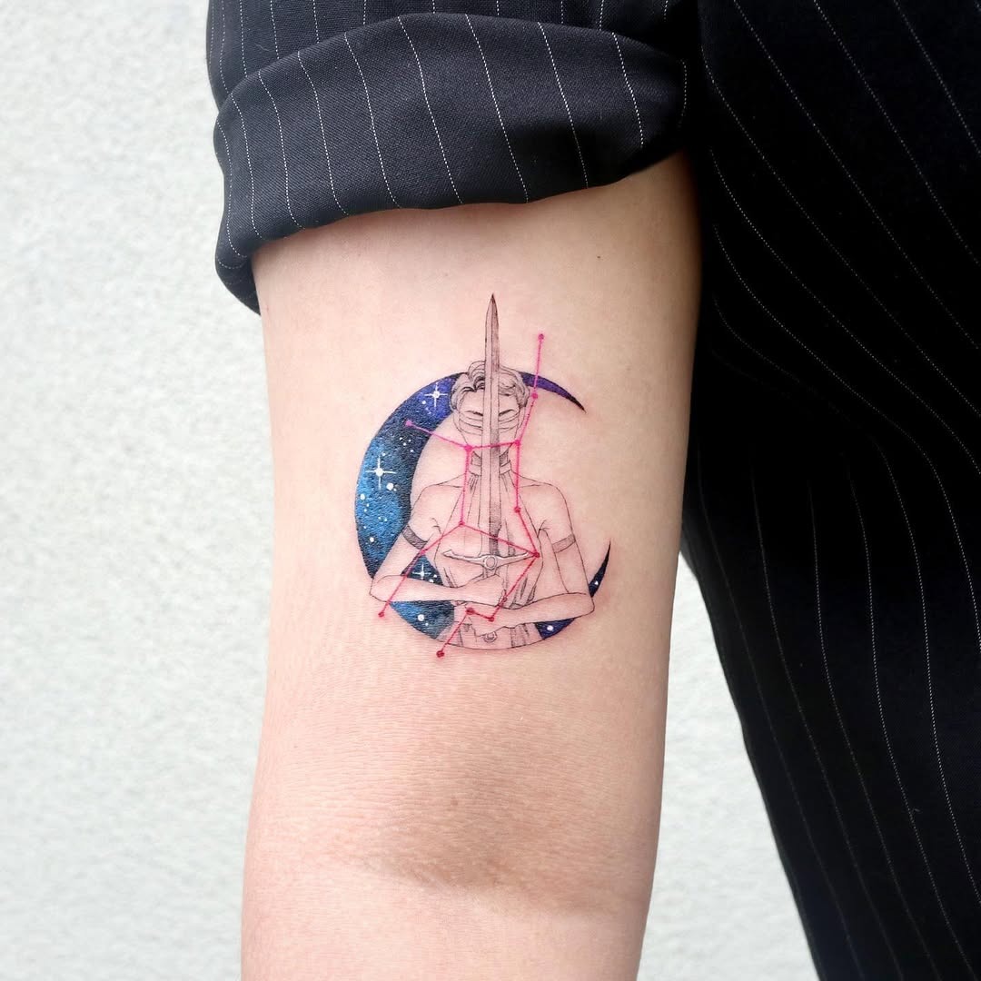 Intricate Virgo-inspired cosmic tattoo design Tattoo Design