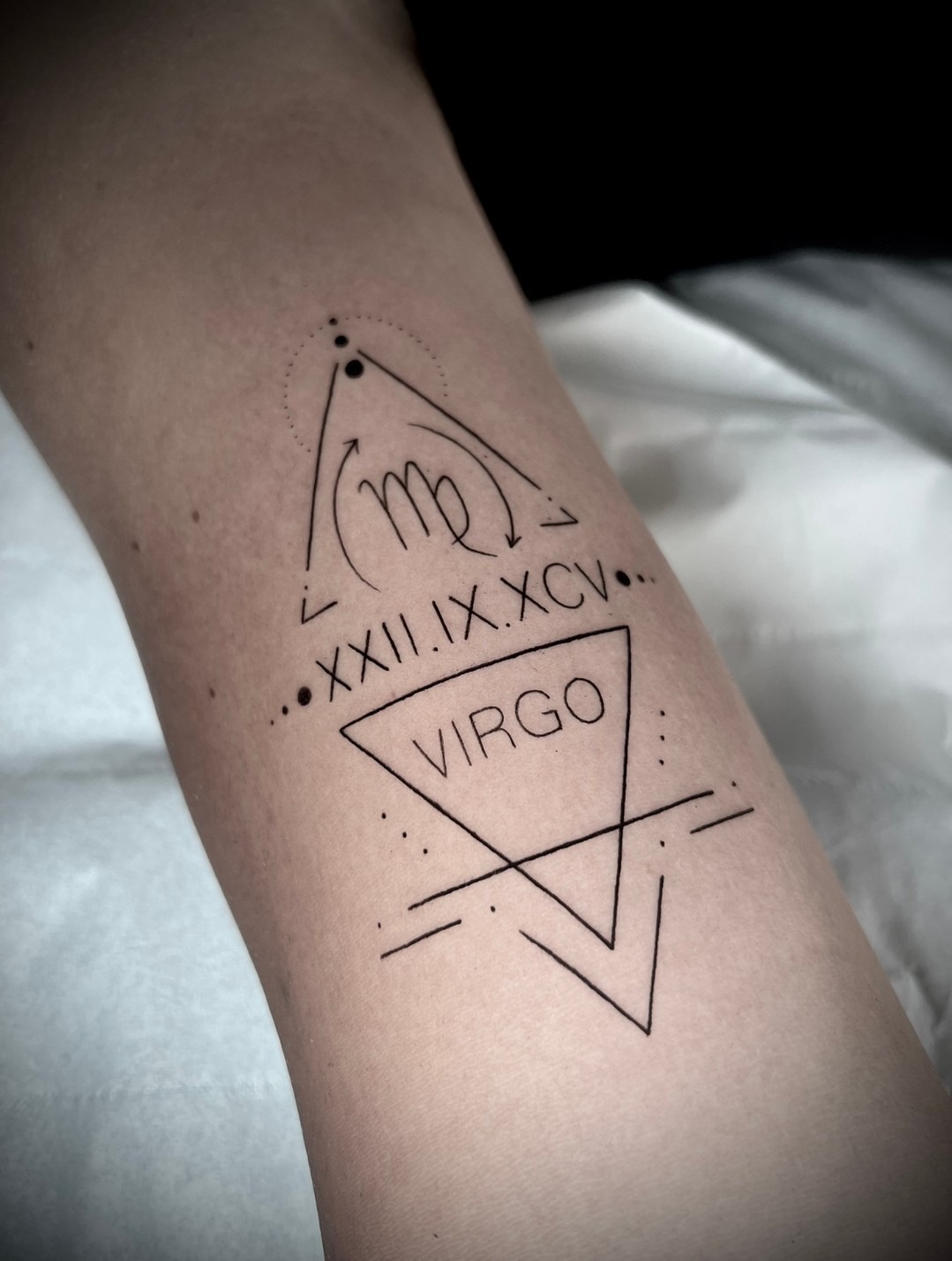 Minimalist Virgo Tattoo with Personal Elements Tattoo Design